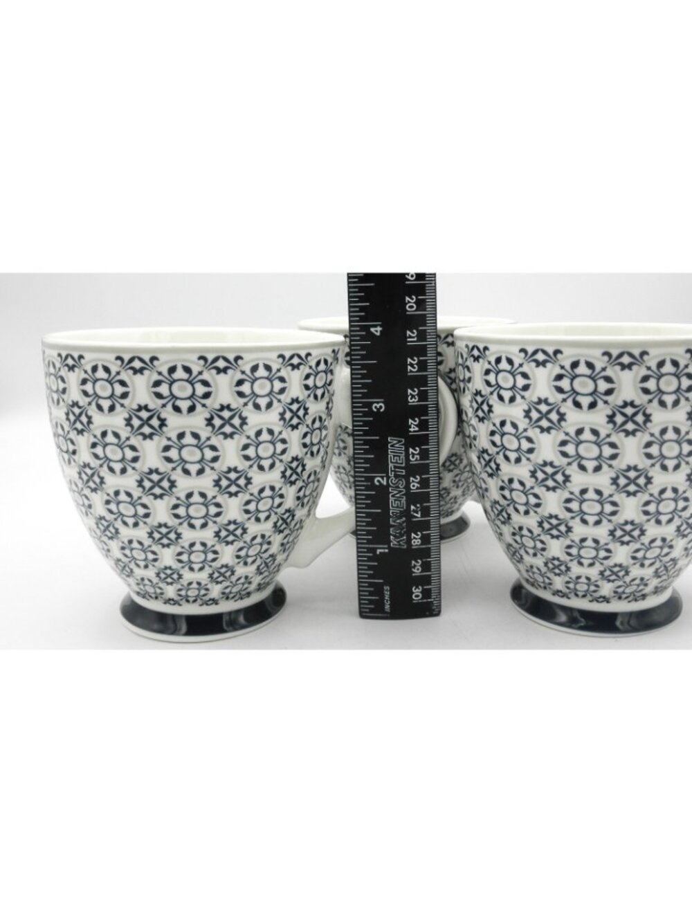 The English Mug Company Coffee Tea Cups Geometric Florals Design 12 Oz. SET OF 3 - Picture 7 of 8